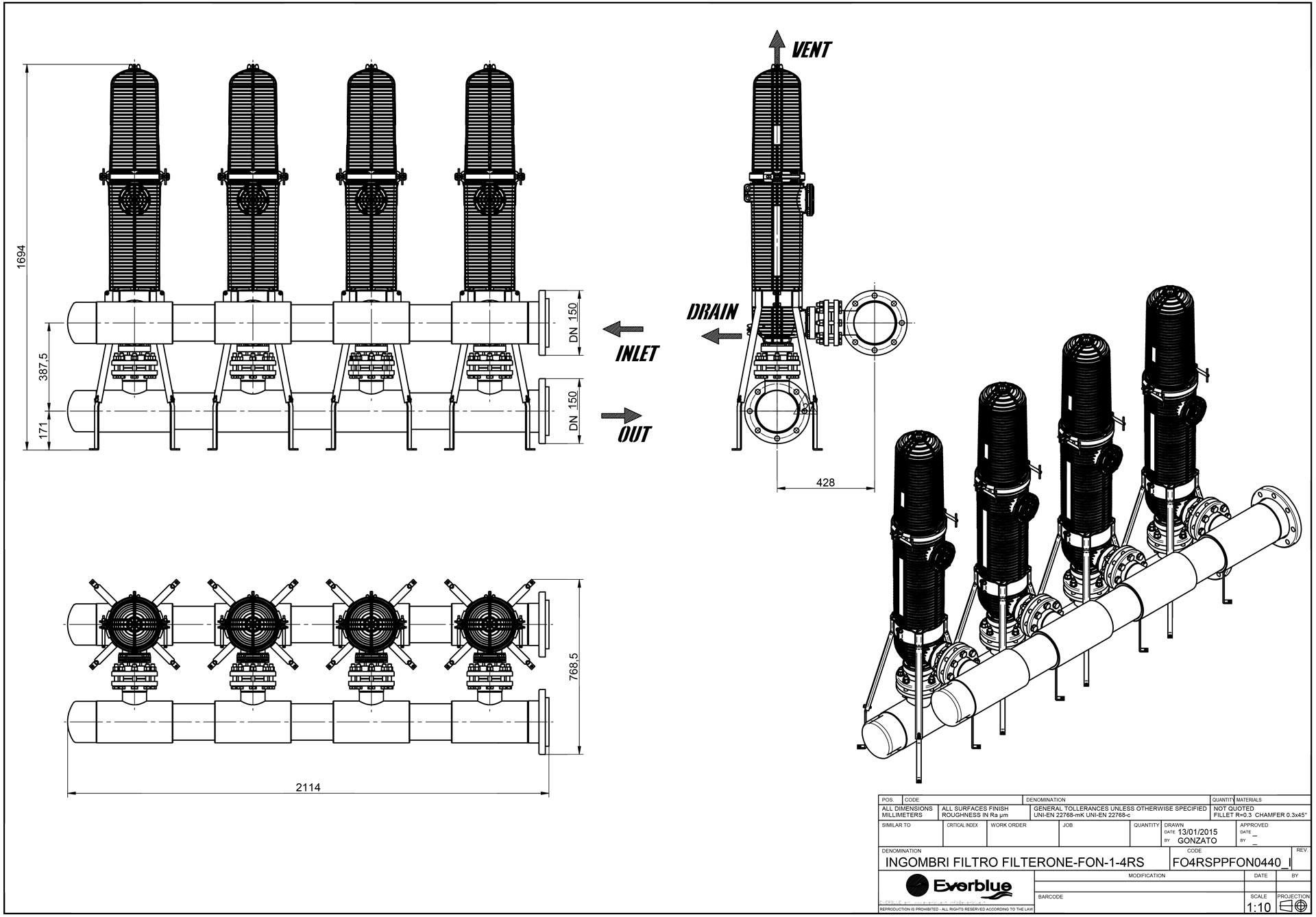 Конструкция фильтра FILTERONE-FON-01-4RS